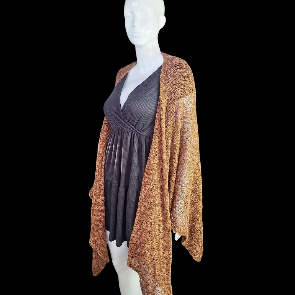 Cold Water Creek Open Front Sweater Cardigan Poncho Wrap Shawl Cape Cloak Sz O/S - Picture 10 of 15